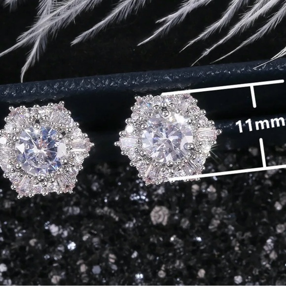 Diamond Hexagon Stud Earrings - Picture 5 of 6